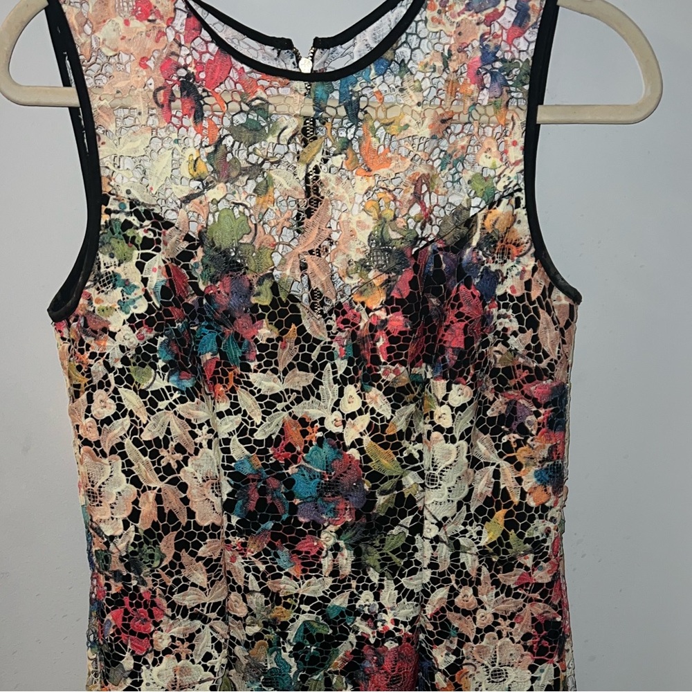 Nicole Miller Artelier Floral Lace Overlay Dress Size 6